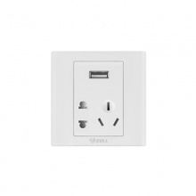 公牛(BULL)USB:1000mA 5V~10A 250V二三極+USB插座 白 G06E335