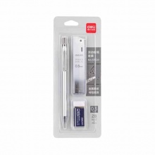 得力(deli)33720活動鉛筆套裝0.5mm/2B金屬活動鉛筆套裝 自動鉛筆＋橡皮+替芯